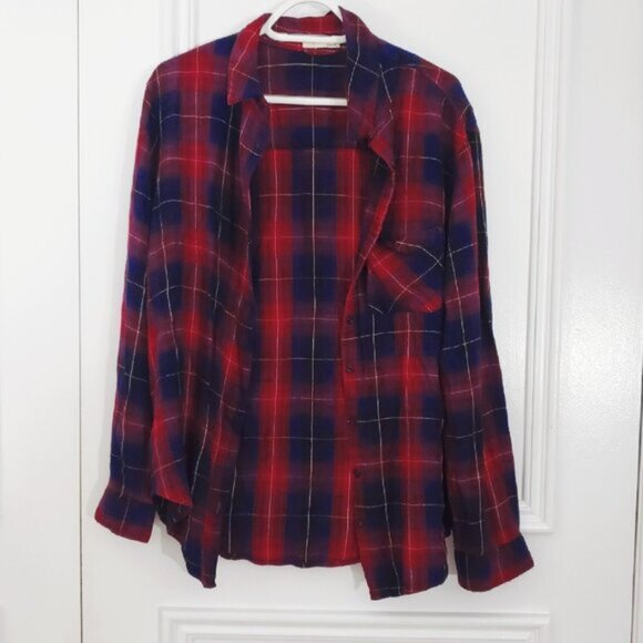 Cottagecore Garage Super Soft Rayon Plaid Red and Blue Shirt- Size M - Picture 7 of 10